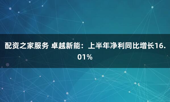 配资之家服务 卓越新能：上半年净利同比增长16.01%
