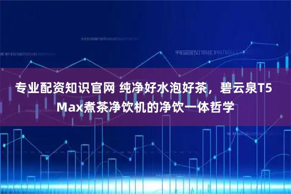 专业配资知识官网 纯净好水泡好茶,碧云泉T5 Max煮茶净饮机的净饮一体哲学